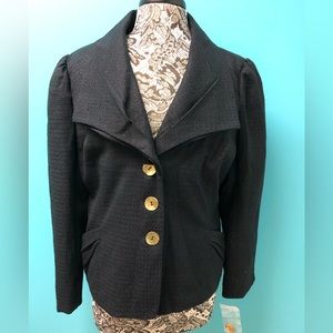 Mary Kay | black with metallic threading blazer | 14R | with extra gold buttons